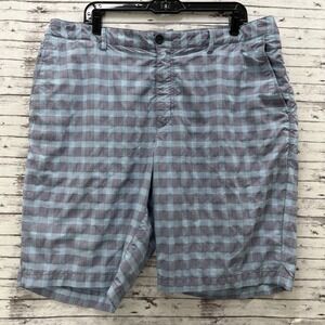 Tommy Bahama Shorts Mens 38* Blue Plaid Seersucker Nylon Blend Stretch Casual
